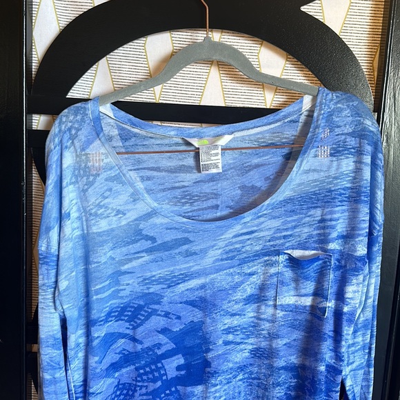 The North Face Blue Burnout Abstract Long Sleeve Pull On Tee / T Shirt Top. - Picture 2 of 12
